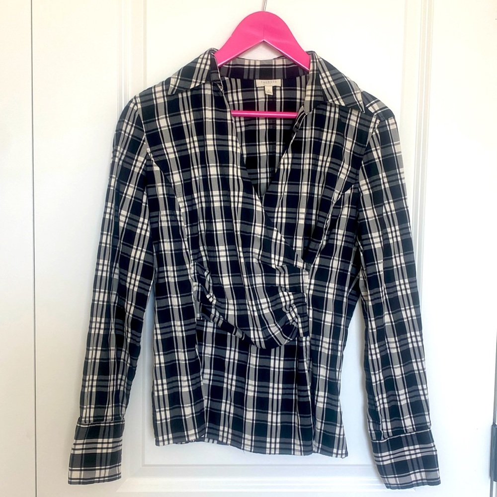 Talbots Plaid‎ Faux Wrap Top